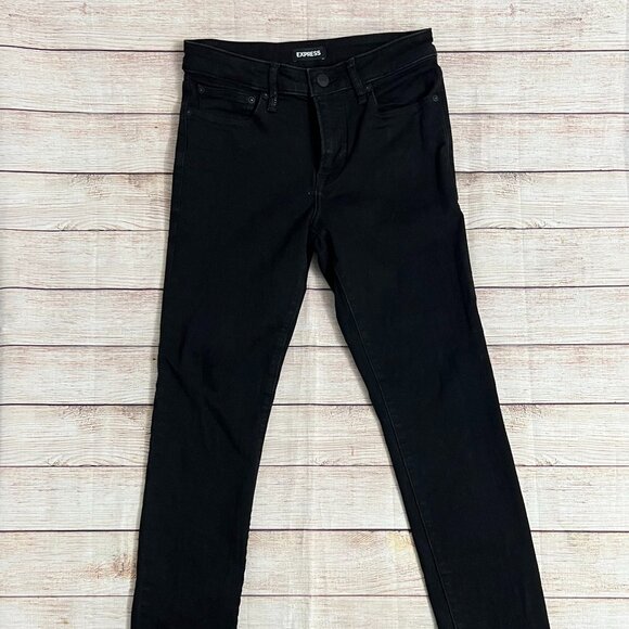 Express Men's Black Skinny Jeans Size 28x32 Stretch Denim EXP-NYC Pre-owned - Picture 2 of 12